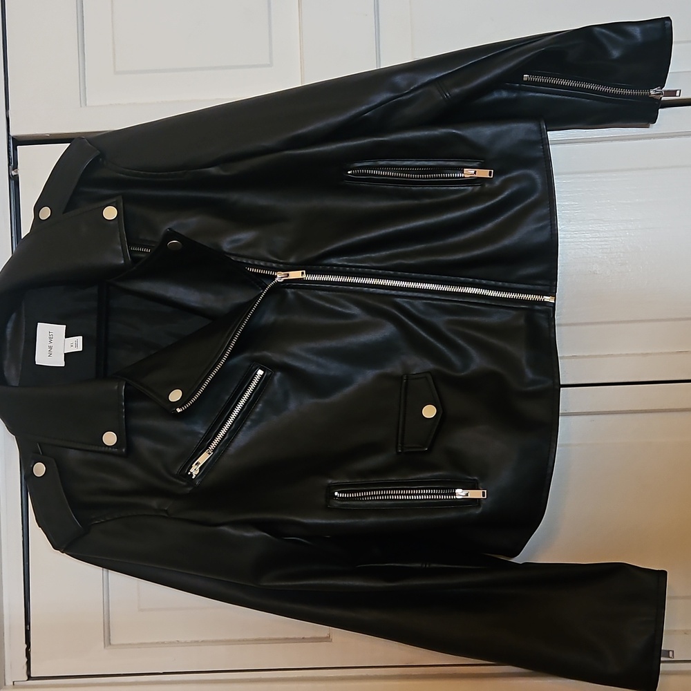 Nine West Size XL Black Faux Leather Jacket